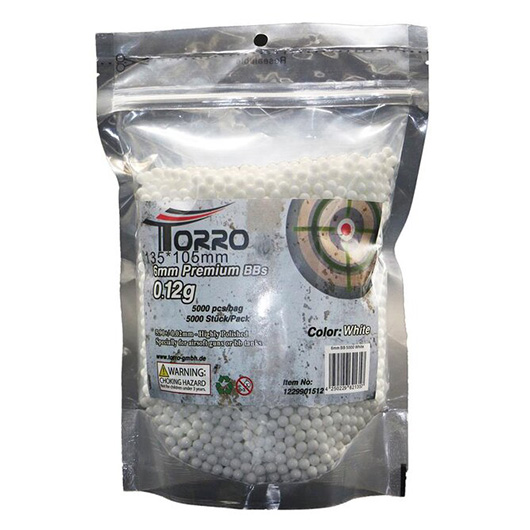 Torro 6mm Premium BB`s 0,12g 5000er Beutel weiss