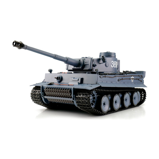 Heng-Long RC Panzer Tiger I, grau 1:16 BB/IR schussfähig, Infrarot-Gefechtssystem, Rauch & Sound, RTR