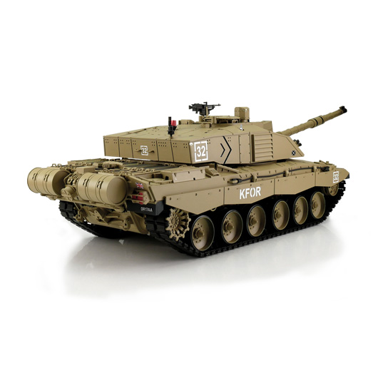 Heng-Long RC Panzer Challenger 2, sand 1:16 schussfhig, Infrarot-Gefechtssystem, Rauch & Sound, Metallgetriebe, Metallkette Bild 1
