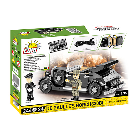 Cobi Historical Collection Bausatz 1936 Horch 830 BL Charles De Gaulle Version 244 Teile 2261 Bild 2