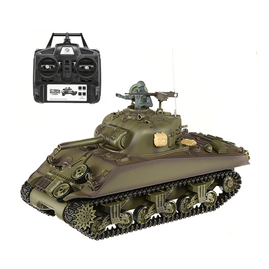 Heng-Long RC Panzer Sherman M4A3, grn 1:16 schussfhig, Infrarot-Gefechtssystem, Rauch & Sound, RTR