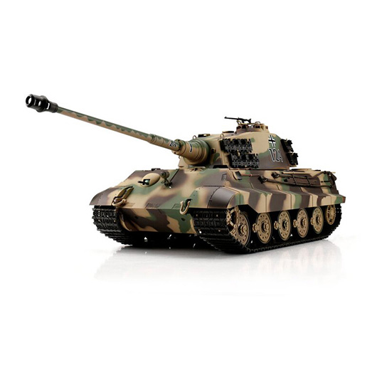 Heng-Long RC Panzer Königstiger Henschelturm, tarn 1:16 schussfähig, Infrarot-Gefechtssystem, Rauch & Sound, RTR