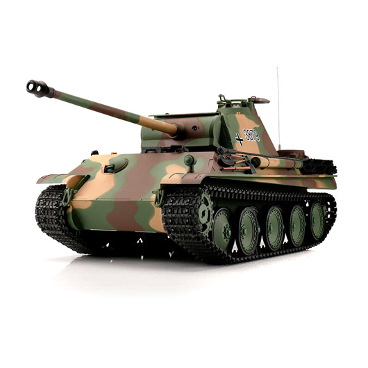 Heng-Long RC Panzer Panther Ausf. G, flecktarn 1:16 schussfähig, Infrarot-Gefechtssystem, Rauch & Sound, RTR