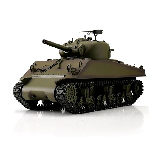 Heng-Long RC Panzer M4A3 Sherman, grün 1:16 schussfähig, Infrarot-Gefechtssystem, Rauch & Sound, Metallgetriebe, Metallkette