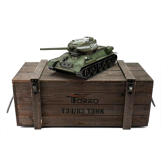 Torro RC Panzer T34/85 grün Profi-Edition 1:16 schussfähig, Rauch & Sound, Metallgetriebe und Metallketten, RTR