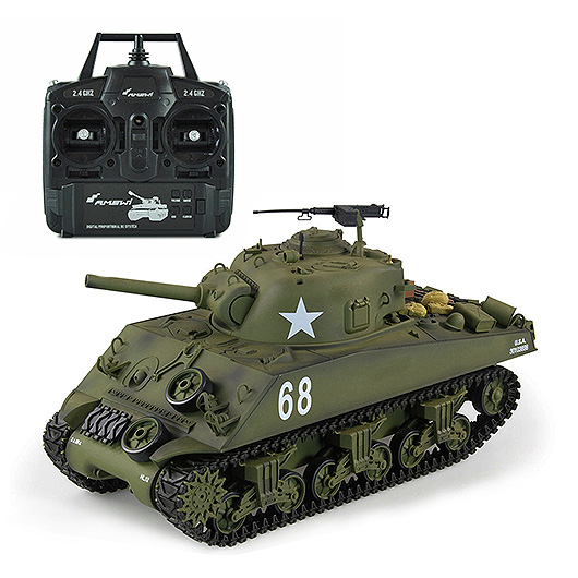 Amewi Rc Panzer U.S. M4A3 Sherman oliv, 1:16, Advanced Line RTR, schussfhig, Infrarotsystem, Rauch & Sound