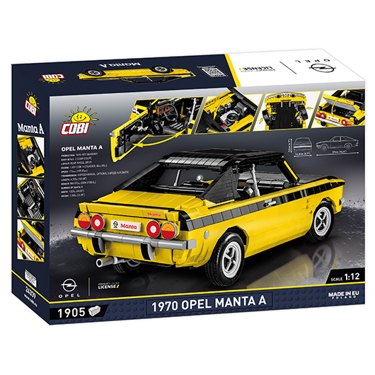 Cobi Youngtimer Collection Bausatz 1:12 Opel Manta A 1970 gelb / schwarz 1905 Teile 24339 Bild 4