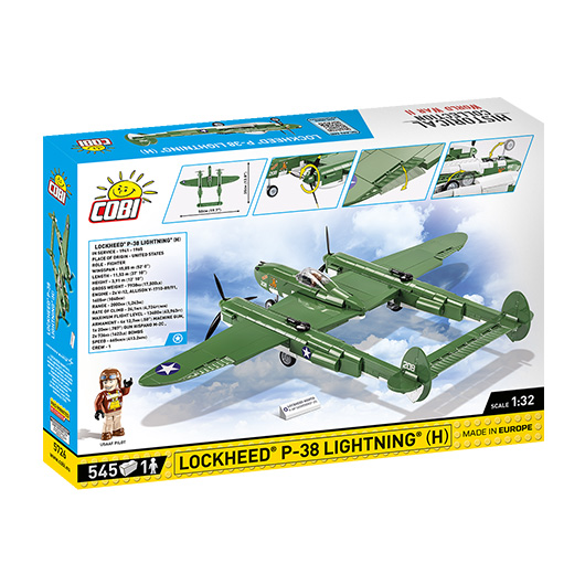 Cobi Historical Collection Bausatz Flugzeug Lockheed P-38H Lightning 545 Teile 5726 Bild 3