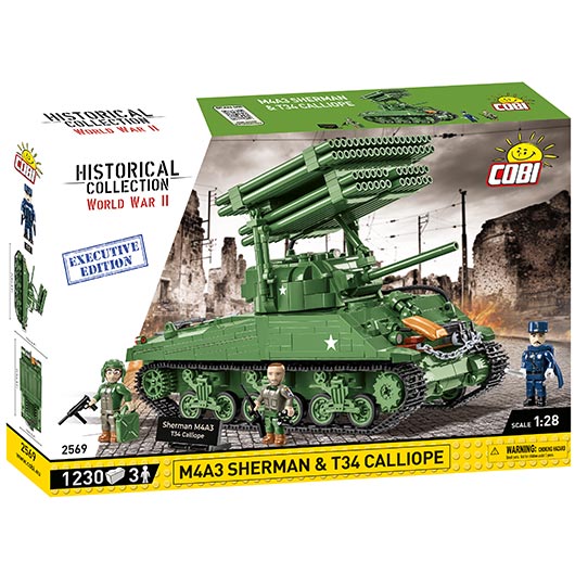 Cobi Historical Collection Bausatz Panzer M4A3 Sherman mit T34 Calliope Raketenwerfer 1230 Teile 2569 - Executive Edition Bild 2