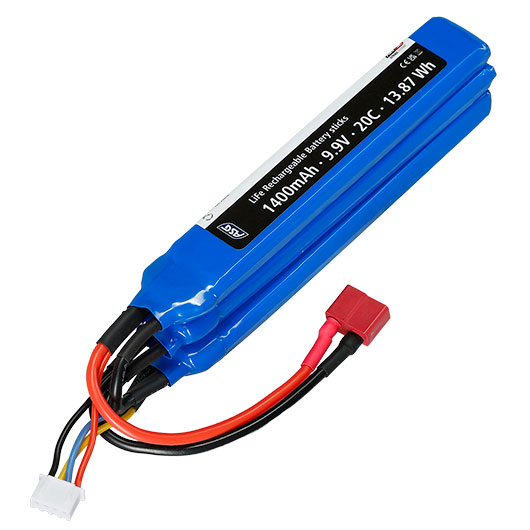ASG LiFe Akku 9,9V 1400mAh 20C Small Tri-Panel Type mit T-Stecker Anschluss Bild 1