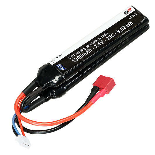 ASG LiPo Akku 7,4V 1300mAh 25C Two-Panel Type mit T-Stecker Anschluss Bild 2