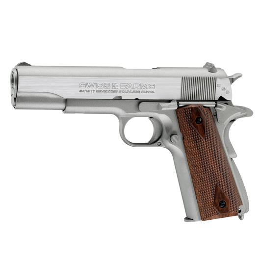 Swiss Arms SA1911 Seventies CO2 Luftpistole Kal. 4,5 mmBB Blowback Vollmetall stainless Bild 1
