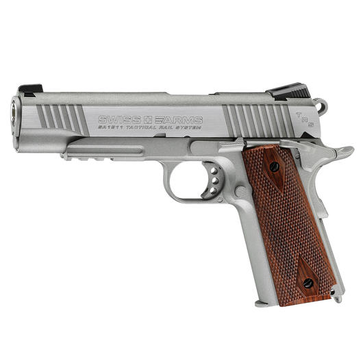 Swiss Arms P1911 CO2 Luftpistole Blow Back Kal. 4,5mm BB Tactical Rail silber Bild 1