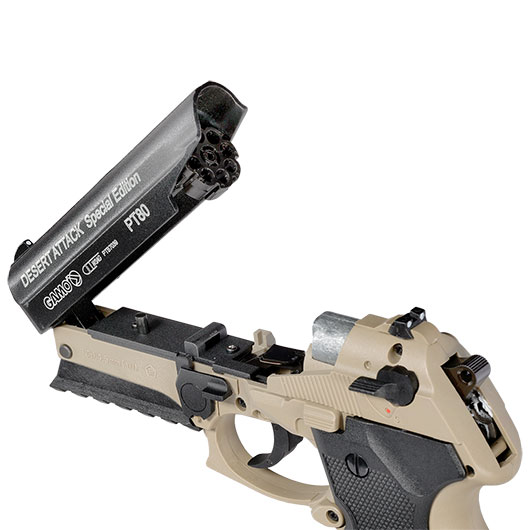 Gamo PT-80 Desert Attack CO2 Luftpistole 4,5 mm Diabolo tan/schwarz inkl. Pistolenkoffer Bild 11
