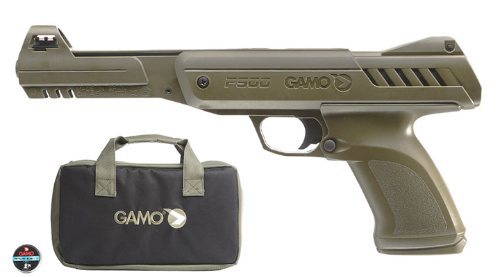 Gamo P-900 Knicklauf-Luftpistole 4,5 mm Diabolo Jungle-Edition inkl. Pistolentasche, Diabolos