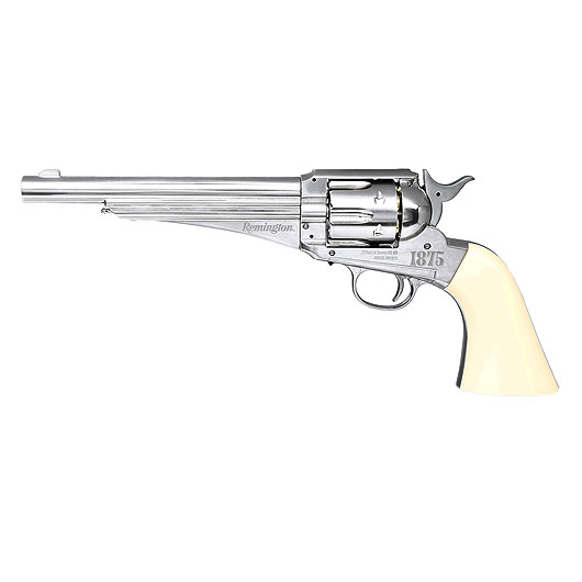 Remington 1875 CO2-Revolver Kal. 4,5 mm Diabolo/Stahl-BB nickel/Elfenbein-optik Vollmetall