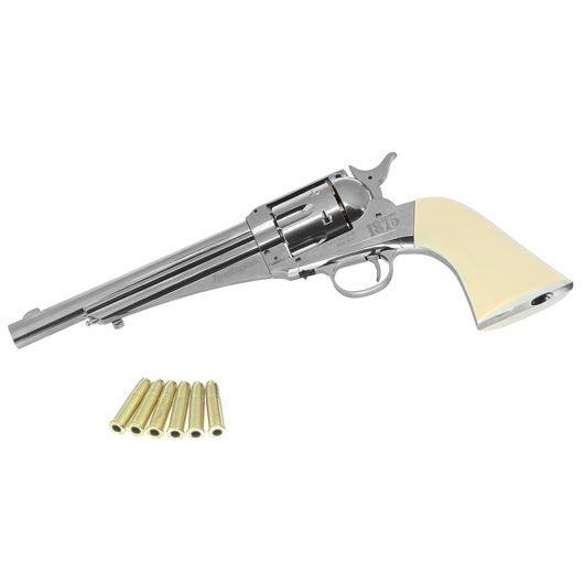 Remington 1875 CO2-Revolver Kal. 4,5 mm Diabolo/Stahl-BB nickel/Elfenbein-optik Vollmetall Bild 4