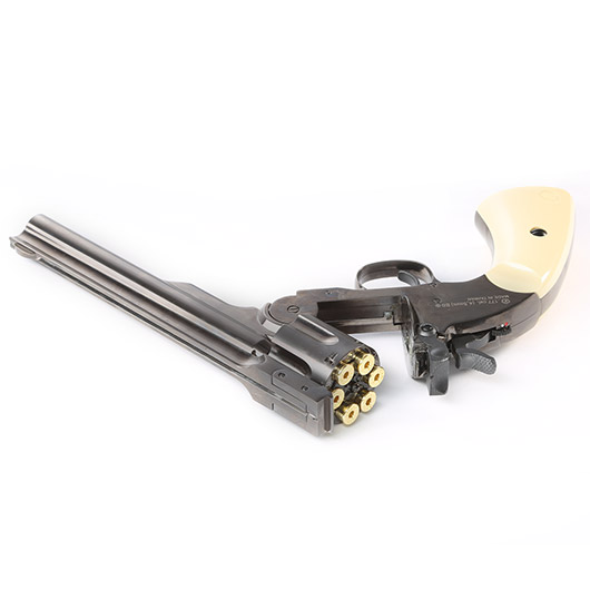 ASG Schofield 1877 6 Zoll CO2-Revolver Kal. 4,5 mm Diabolo + Stahl-BB Vollmetall stahlgrau Bild 6