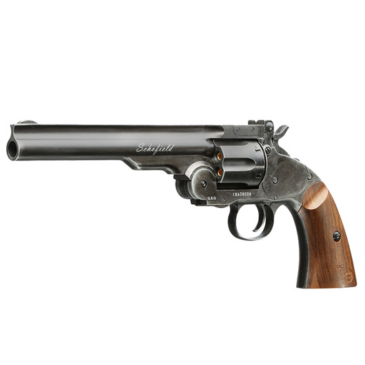 ASG Schofield 1877 6 Zoll CO2-Revolver Kal. 4,5 mm Diabolo + Stahl-BB Vollmetall aging black Bild 1