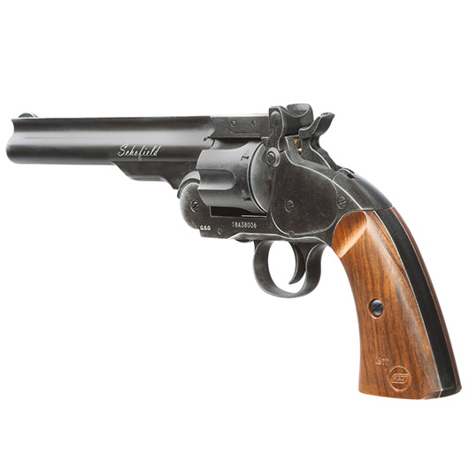 ASG Schofield 1877 6 Zoll CO2-Revolver Kal. 4,5 mm Diabolo + Stahl-BB Vollmetall aging black Bild 2