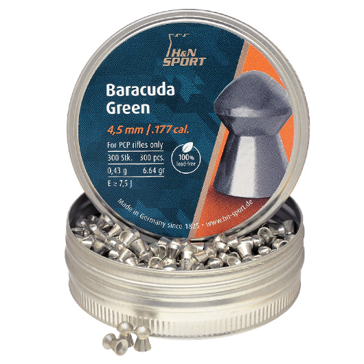H&N Rundkopf-Diabolo Baracuda Green 4,5 mm 300 Stück bleifrei