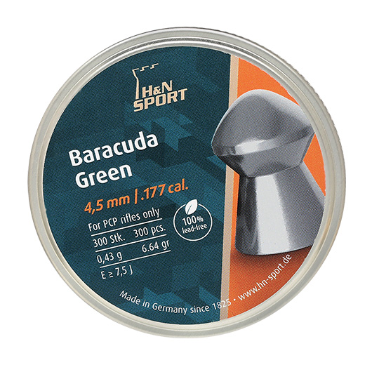H&N Rundkopf-Diabolo Baracuda Green 4,5 mm 300 Stck bleifrei Bild 3