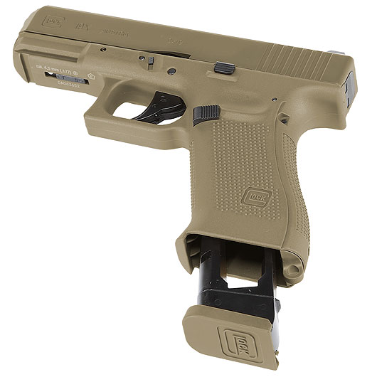 Glock 19X CO2-Luftpistole Kal. 4,5mm Stahl-BB coyote tan Blowback Bild 6