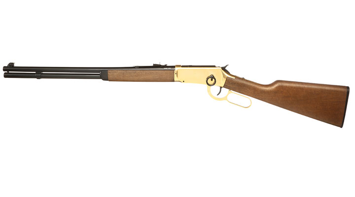 Legends Cowboy Rifle CO2-Luftgewehr Unterhebelspanner Kal. 4,5 mm BB Gold-Finish inkl. 10 Ladehülsen