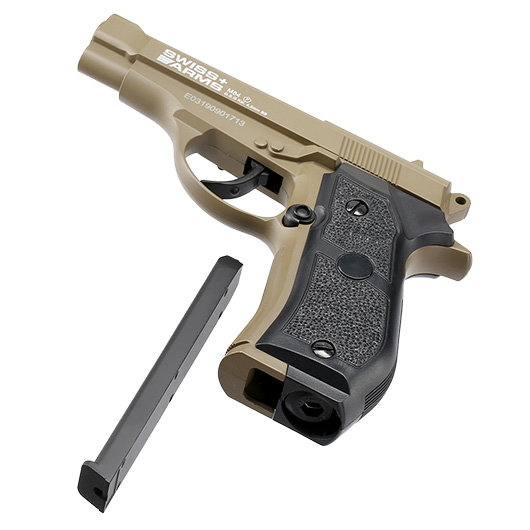 Swiss Arms P84 CO2 Luftpistole Kal. 4,5mm BB Non Blowback Vollmetall tan Bild 4