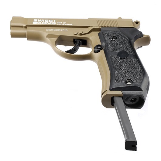 Swiss Arms P84 CO2 Pistole NBB Kal. 4,5mm Stahl BB Vollmetall tan Bild 5