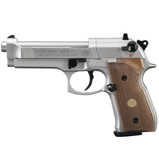 Beretta M92 FS CO2 Pistole 4,5mm vernickelt mit Holzgriffschalen