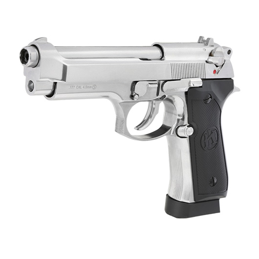 KLI M92 CO2 Luftpistole Kal. 4,5 mm BB Vollmetall Blowback Platinum Chrome-Finish Bild 1