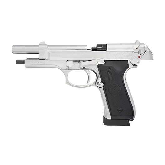 KLI M92 CO2-Luftpistole Kal. 4,5 mm Stahl-BB Vollmetall Blowback Platinum Chrome-Finish Bild 4