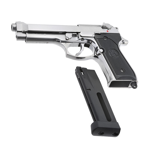 KLI M92 CO2 Luftpistole Kal. 4,5 mm BB Vollmetall Blowback Platinum Chrome-Finish Bild 5