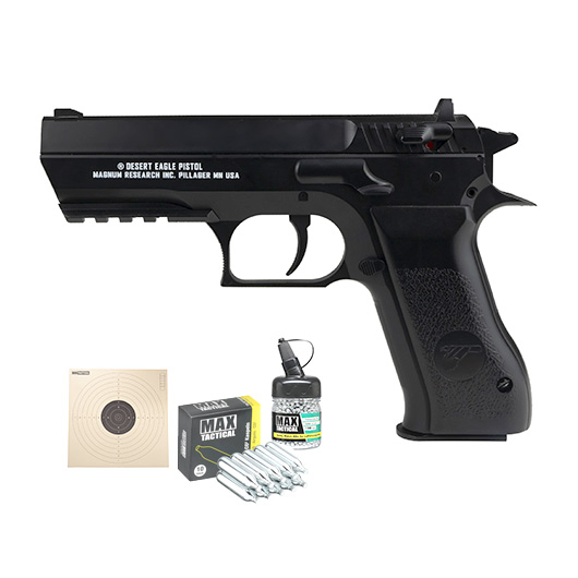 Baby Desert Eagle CO2 Luftpistole Kal. 4,5mm BB Non Blowback Metallschlitten schwarz Sparset