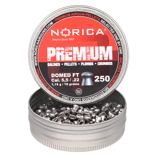 Norica Premium Diabolo Domed FT Kal. 5,5mm Rundkopf 1,15g 250er Dose