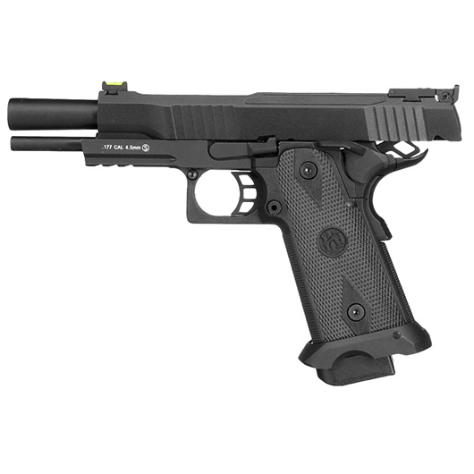 KLI Hi-Capa 5.1 Helios MK1 CO2-Luftpistole Kal. 4,5 mm Stahl-BB Vollmetall Blowback schwarz Bild 5