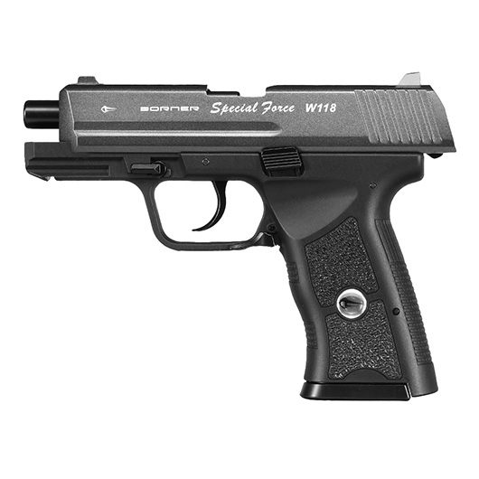 Borner W118 Special Force CO2 Luftpistole Blowback Kal. 4,5 mm BB titan mit Metallschlitten Bild 6