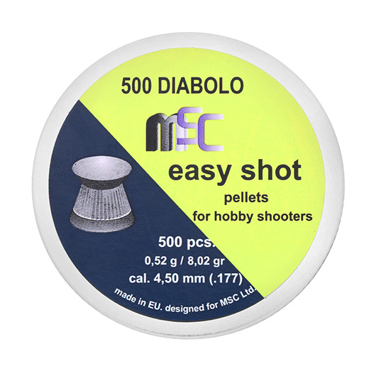 MSC Diabolo Kal. 4,5 mm Easy Shot Flachkopf 0,52 g 500er Dose Bild 3