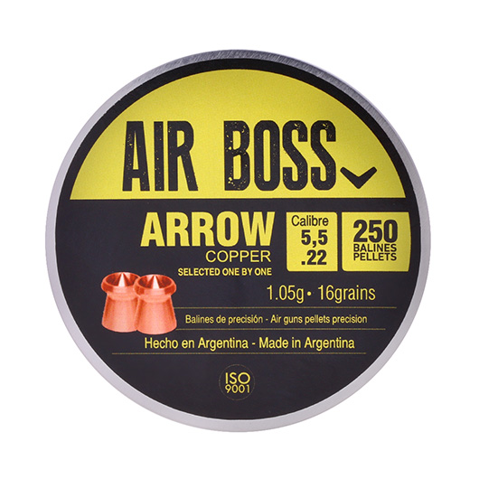 Air Boss Diabolo Arrow Copper Kal. 5,5 mm Hohlspitz 250er Dose verkupfert Bild 3