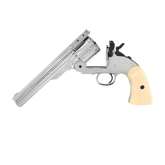 ASG Schofield 1877 6 Zoll CO2-Revolver Kal. 4,5 mm Diabolo + Stahl-BB Vollmetall chrom Bild 4