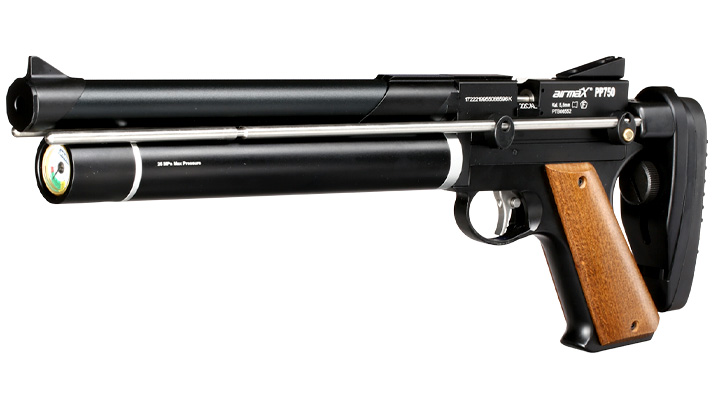 airmaX PP750 Pressluftpistole PCP Kal. 5,5 mm Diabolo schwarz inkl. Schultersttze und 7-Schuss Magazin Bild 1