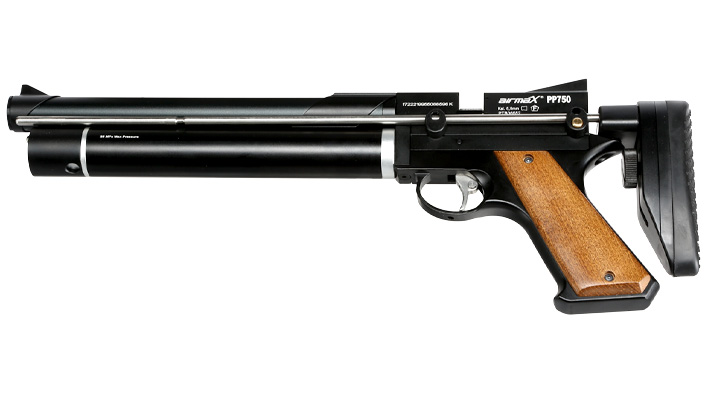 airmaX PP750 Pressluftpistole PCP Kal. 5,5 mm Diabolo schwarz inkl. Schultersttze und 7-Schuss Magazin Bild 9