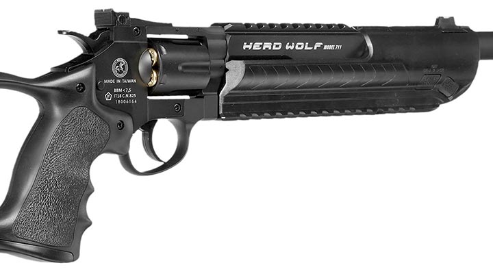 Bruni Guns Herd Wolf 711 CO2 Revolver-Luftgewehr 4,5mm Stahl-BB mit Metallgehuse schwarz Bild 6