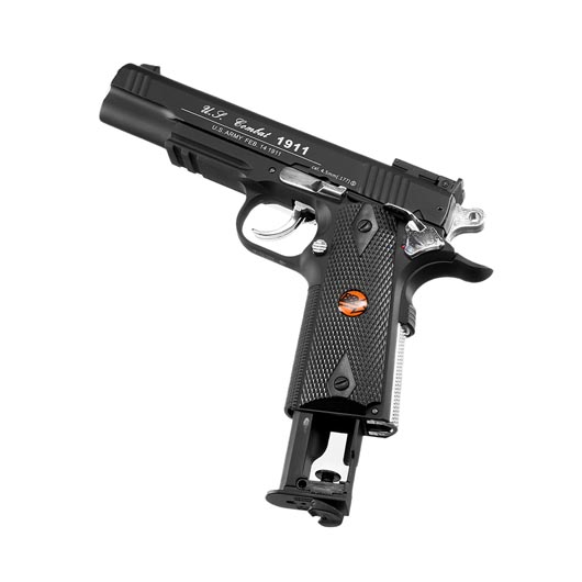 Bruni Guns US Combat M1911 CO2-Luftpistole Kal. 4,5mm Stahl-BB Non-Blowback mit Metallschlitten schwarz Bild 5