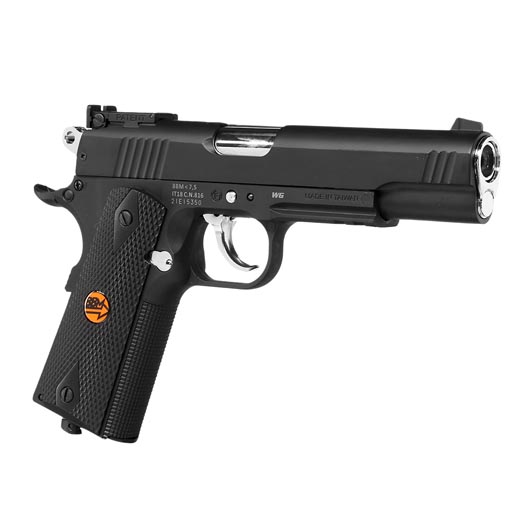 Bruni Guns US Combat M1911 CO2-Luftpistole Kal. 4,5mm Stahl-BB Non-Blowback mit Metallschlitten schwarz Bild 7