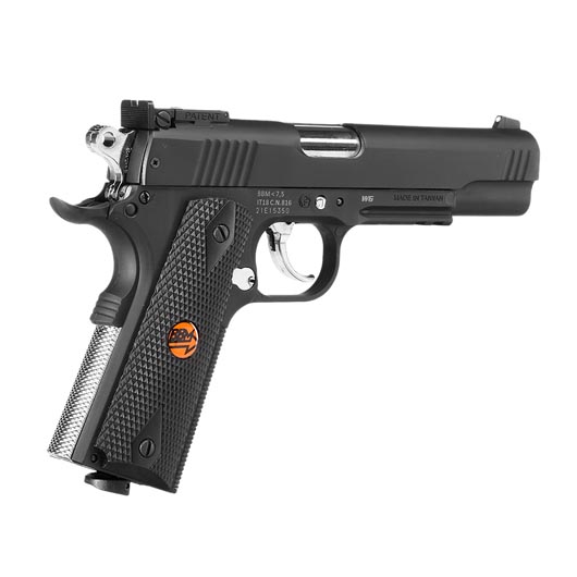 Bruni Guns US Combat M1911 CO2-Luftpistole Kal. 4,5mm Stahl-BB Non-Blowback mit Metallschlitten schwarz Bild 8