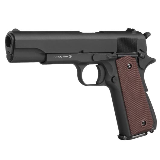 KLI M1911-A1 CO2 Luftpistole Kal. 4,5 mm BB Blowback Vollmetall schwarz Bild 1