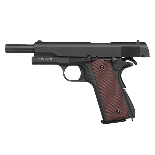 KLI M1911-A1 CO2-Luftpistole Kal. 4,5 mm Stahl-BB Vollmetall Blowback schwarz Bild 5