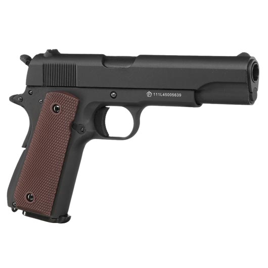 KLI M1911-A1 CO2-Luftpistole Kal. 4,5 mm Stahl-BB Vollmetall Blowback schwarz Bild 6